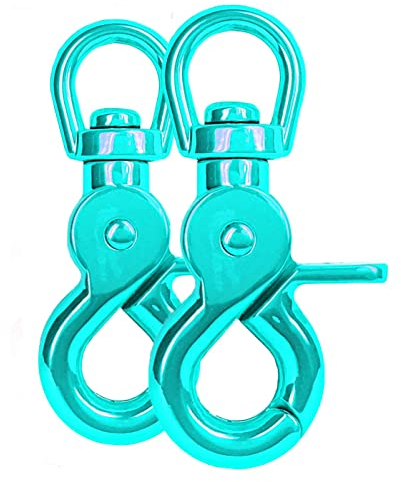 Ganzoo Scherenkarabiner-Haken mit Drehgelenk L: 60 mm, Schnappkarabiner für Hunde-Leine, 2 Stück, Wirbelkarabiner, Triggerhead für Paracord 550 Hundehalsband, legierter Stahl, Drehkopf, Farbe: Türkis