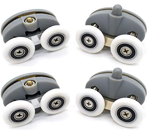 Juego de 4 rodillos, rodamientos, ruedas dobles para puerta de ducha,distancia de 30 mm (25mm)