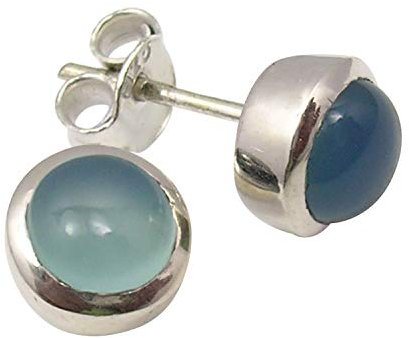 SilverStarJewel 925 Massivsilber Echte Chalcedon Ohrringe 0,8 cm Neuer Edelstein Fünfter Mai Geschäft