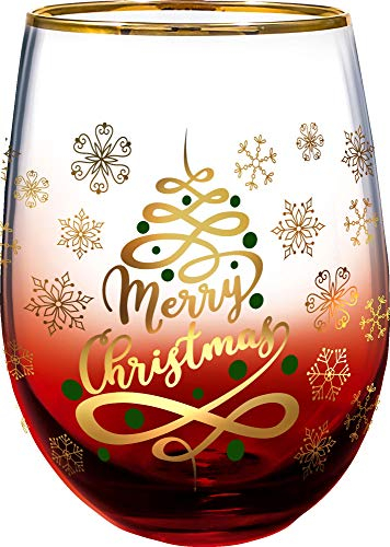 Spoontiques 21730 Merry Christmas Stielloses Glas, rot