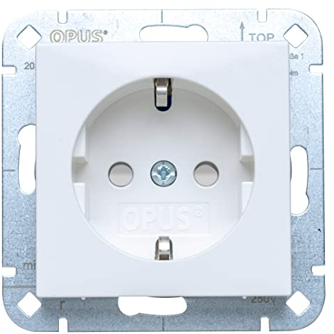 OPUS Schutzkontakt-Steckdose Premium mit erhöhtem Berührungsschutz polarweiß OPUS 55 | Unterputz-Montage | 250 V, 16 A | kompatibel mit OPUS 55 Schalterprogrammen