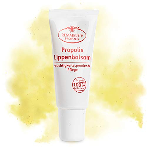 Remmele’s Propolis Lippenbalsam 10 ml, natürliche Lippenpflege gegen trockene Lippen, Lippenpflegestift mit wirksamer Propolis & Gelée Royal