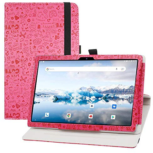 LFDZ Compatibile con TECLAST P20HD Cover,Slim Girevole Smart 360 Gradi di Rotazione Case Cover Custodia Protettiva per 10.1 TECLAST P20HD / TECLAST M40 / TECLAST M40 PRO / M40se Tablet,Magenta