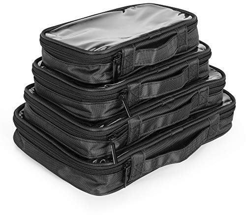 Damero Trousse de Toilette Transparente (Paquet de 4) Trousse de Voyage imperméable Sac cosmétique à glissière en PVC Organisateur de Maquillage pour Hommes et Femmes