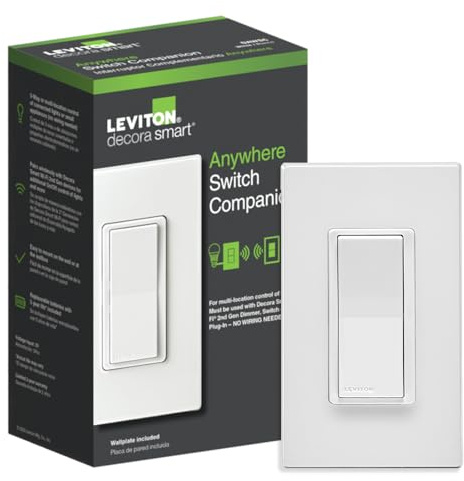 Leviton Decora Smart Switch Anywhere Companion, Add Wire-Free 3-Way/4-Way/5-Way On/Off Control to Decora Smart Wi-Fi Switches, DAWSC-1RW, White