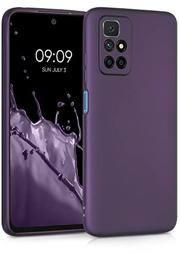 kwmobile Case kompatibel mit Xiaomi Redmi 10 (2021/2022) Hülle - Schutzhülle aus Silikon metallisch schimmernd - Handyhülle Metallic Brombeere
