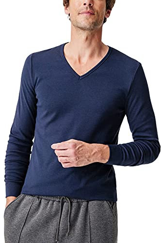 Damart Camiseta con Cuello de Pico, Punto Thermolactyl Interlock, Manga Larga, Azul Marino Oscuro, Medium para Hombre