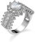 BCughia Ringe Frauen Aesthetic, Ring Schmuck Mädchen Weiß Oval Zirkonia Versilbert Luxusring Verlobung Engagement Damen Ring 57