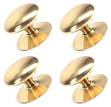 TERF® 30mm Traditional Victorian Polished Brass Cabinet Door Knobs 30mm Chest Drawer Cupboard Kitchen Wardrobe Door Pull Handle Knobs with Fixing Screw for Use Home and Office - Pack of 4