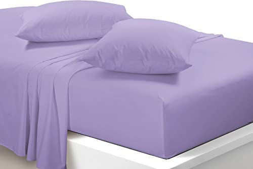 LIZZIE JACOBS Easy Care Polycotton Cotton Rich Matching Pillowcases (Pair of Pillowcases, Lilac)