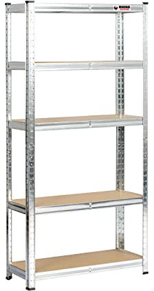Rhino Racking - 10 Bays - 5 Tier Heavy-Duty Industrial Storage Shelves - Galvanised - 150x75x30cm