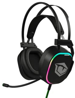 PUSAT Virtual 7.1 Gaming Headset Lite PC Auriculares para Gamer, iluminación RGB, Cable Trenzado de 2,2 m, Sonido Envolvente Realista, Experiencia de Sonido con los Controladores de 50 mm