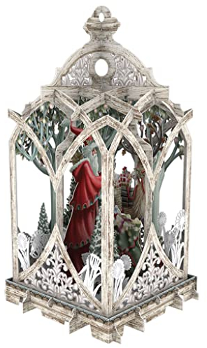 Paper D'Art 3D Pop-Up Christmas Card - WHITE LANTERN CHRISTMAS