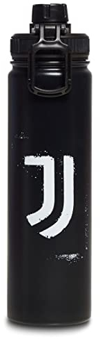 Seven Juventus Trinkflasche, Thermosflasche, Wasserflasche, 650 ml, BPA-Frei, Schule und Sport, Mädchen, Jungen Fußball schwarz/weiß