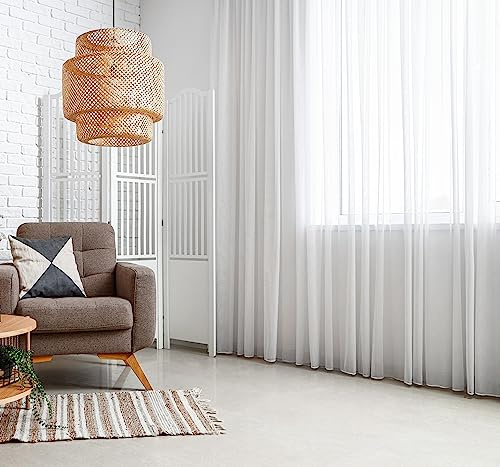 Weiße Voile, halbtransparente Vorhänge mit Kräuselband und Bleibandabschluss,Luftig, modern und langlebig für jedes Fenster,Gardinen und Vorhangsysteme Online-Shop (220 x 400 cm (HxB))
