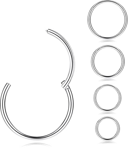 MILACOLATO G23 Titan Nasenpiercing 16G 18G 20G Scharnierende Septum Nasenringe für Damen Männer Clicker Knorpel Ohrringe Daith Helix Tragus Conch Piercing Schwarz/Roségold/Silber/Gold Nasenring 6-10mm
