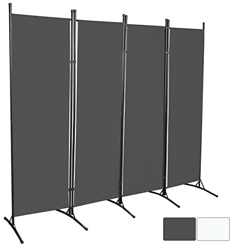 Gimisgu Paravent 200x170cm Raumteiler Groß Garten Stellwand Trennwand Balkon Sichtschutz, 4 Teilig, blickdichter Faltbar Paravent für Büros, Balkon - Anthrazit
