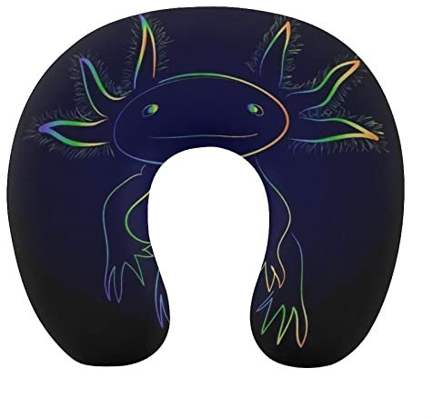 DJNGN Stilisiertes Regenbogen-Axolotl-Nackenkissen, weiches, waschbares Kissen, U-förmiges Kissen für Reisen zu Hause und im Büro