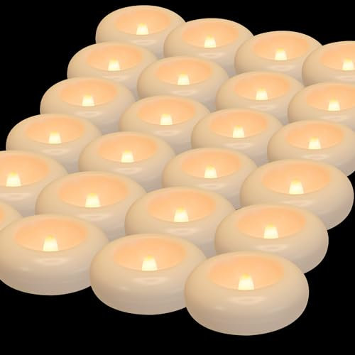 Aignis Velas flotantes LED sin llama, 24 piezas para decoración de bodas, vacaciones, bañera, piscina