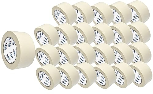 Amazinnov - 50m*50mm Ruban de masquage pour peinture et masquage. Adhésif sans laisser de résidus. (Lot 24,50m*50mm)