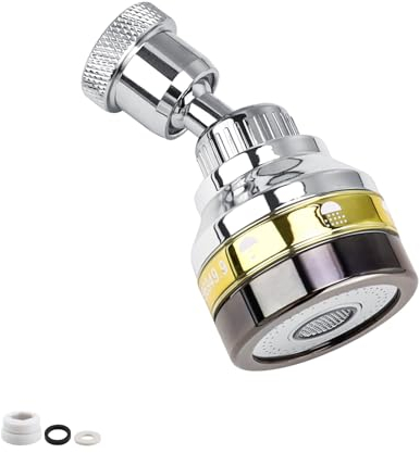 360 Grad Wasserhahn Strahlregler Aufsatz, HERKINDNESS Strahlregler für Wasserhahn, Wassersparer für Wasserhahn, Filter Wasserhahnaufsatz für Küche und Bad, Wassersparend, Spritzwassergeschützt