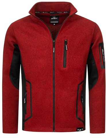 Rock Creek Herren Fleece Jacke Outdoor Wanderjacke Pullover Full Zip Hoodie Herrenjacke Fleecejacke Winterjacke Strickjacke Strickfleecejacke H-367 Rot 3XL