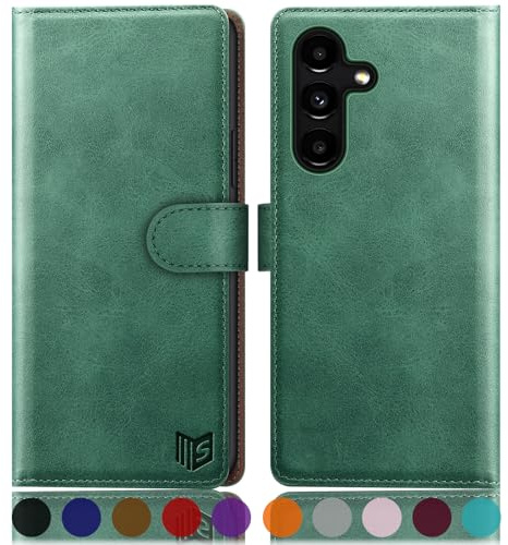 SUANPOT [RFID Schutz für Samsung Galaxy A25 5G Hülle PU Leder Handyhülle Lederhülle Klapphülle Kartenfach Flip Cover für Samsung A25 Handy hülle Leather Wallet Phone Case Hellgrün
