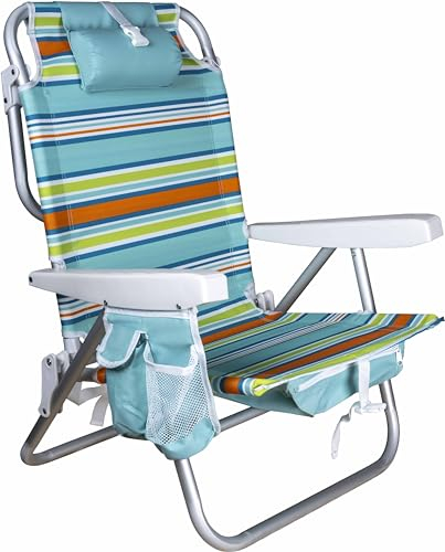 FENGSEN Silla Tumbona de Playa Plegable Estructura de Aluminio con Bolsillo Bolsa Porta Objetos y Correas Mochila y asa para el Transporte 56x80x62,5cm