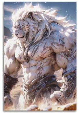 YRNQ Tier-Kunstwerk-Poster, Ork, weißer Tiger, dekoratives Gemälde, Leinwand, Wandkunstwerke, Bild, 60 x 90 cm