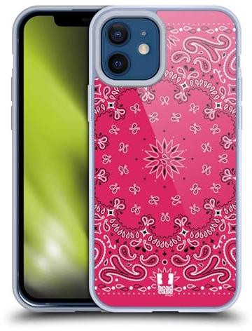 Head Case Designs Klassisch Rot Klassische Paisleymuster Gelhülle [Militärischer Schutzgrad] Kompatibel Mit Apple iPhone 12 / iPhone 12 Pro Und Kompatibel Mit MagSafe