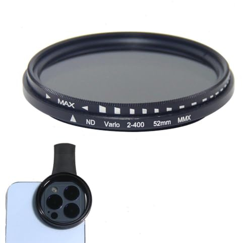 Kit obiettivo fotocamera per telefono da 52 mm, filtro universale a densità regolabile per obiettivo del telefono cellulare Clip-on ND 2-400, filtro per telefono Eclipse per obiettivo polarizzato