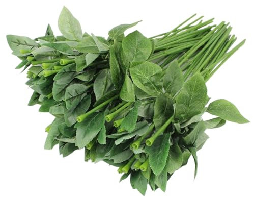 Peosaard Tiges de Rose avec Feuilles 30 pcs 13 Pouces de Fleurs artificielles tiges de Fil Floral Bricolage tiges de Fil Floral Pliables tiges de Fleurs réalistes pour l'artisanat, tiges Florales