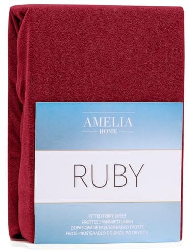 AmeliaHome Spannbettlaken 200x220-220x240 cm Frottee Baumwolle Spannbetttuch, Bordeaux