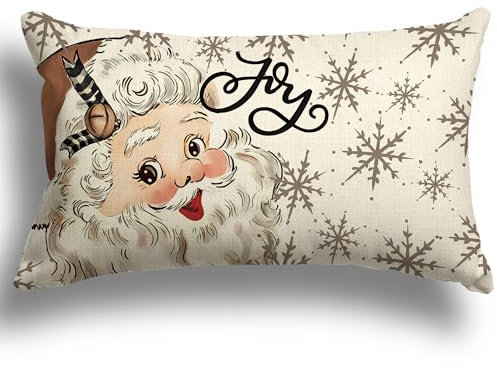 ZWJD Kissenbezug Weihnachten 30x50 1er Set Leinen Kissenbezüge Weihnachtskissen Christmas Dekokissen Kissenhüllen für Deko Weihnachten Sofa Schlafzimmer Couch Kissenbezug 30x50 cm A283