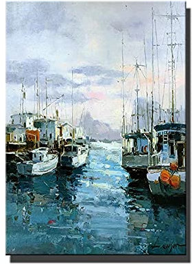 GLWDMB Wandkunst, Meereslandschaft, Boot, Kunstdrucke, Leinwand, Ölgemälde, Heimbüro-Dekoration, Segelboot-Bild – ungerahmt, 1 Stück