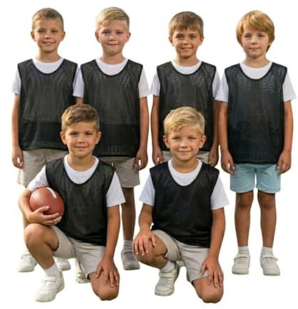 A2Z 4 Kids 6Er-Pack Trainingsleibchen Sportwesten - Sports Bibs 761 Black 9-14