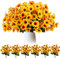 ROLLWAY 6 Bündel Künstliche Sonnenblumen Deko, 144 Kunst Sonnenblumen Künstlich Blumen Herbst Seidenblumen Herbstblumen Kunstblumen Sonnenblume für Tischdeko Hochzeit Wohnzimmer (24 Köpfe/Bündel)