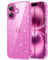 JETech Glitzer Hülle für iPhone 16 6,1 Zoll, Bling Glitter Stoßfest Handyhülle, Niedliche Glitzernde für Frauen und Mädchen (Rosa)