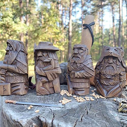 Viking Statue, Exquisite Widely Used Viking Gnome Statue for Garden (Thunder - hammer)