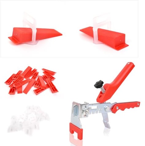 hmsw 500PCS Tile Leveling System with Tile Plier - 2MM 400-Piece Tile Spacers Clips and 100-Piece Plus Reusable Wedges Professional Tile & Stone Installation Tools Set for Wall and Floor