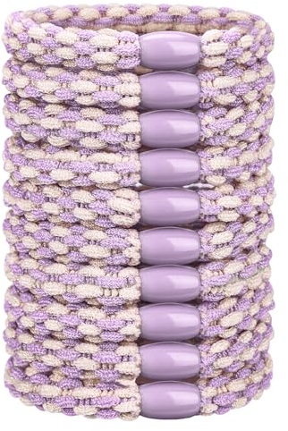 JessLab Elastici per Capelli per Donne, Fasce Elastiche Intrecciate di Colori Misti, Accessori per Capelli Resistenti e Stretch, Pacchetto da 10, Multicolore (Viola)