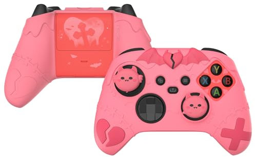 PlayVital Funda de Silicona para Xbox Series X & S Control - Cubierta Protectora Antideslizante, Protector de Goma con Tapas de Joystick, Accesorios para Consola, Diseño Gótico (Rosa Melocotón)