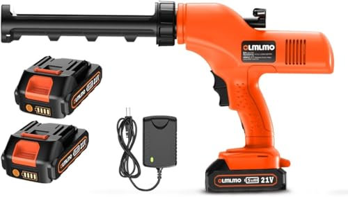 Olmlmo Electric Caulking Gun, Cordless Caulk Gun with 2X 2000mAh Battery & Fast Charger, 6 Adjustable Speed, Silicone Sealant Gun Decorators Caulking Tool for Filling,Sealing,Precise Work,300ml