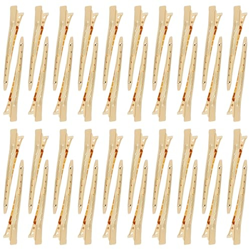 Dizila 40pcs 9cm/3.5 Gold Metal Hair Salon Alligator Hair Styling Clips with Holes Duckbill Hair Sectioning Clips for Women, Girls & Teens