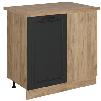 Vicco Eckunterschrank R-Line, Küchen Eckschrank, Anthrazit Landhaus, 86 cm, AP Eiche