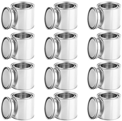 GBACHOOSE 12 Pack Metal Paint Cans with lid, 250ml Empty Unlined Paint Cans, Multipurpose Storage Paint Pails Containers for Arts and Crafts, DIY Projects, Painting, Garage