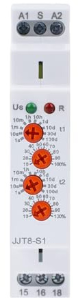 Wattive Zeitrelais 220V AC JIT8-S1 Asymmetrisches Zykluszeitrelais EIN Und Abfallverzögertes Relais Zeitschaltrelais 220V für Industrieanlagen,Zyklische Entfeuchtung,Lichtsteuerung usw.