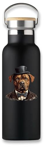Red Pitbull Gentleman Noble Pet Art Portrait Vacuum Flask, Eco Bottle, Coffee Thermal Cup