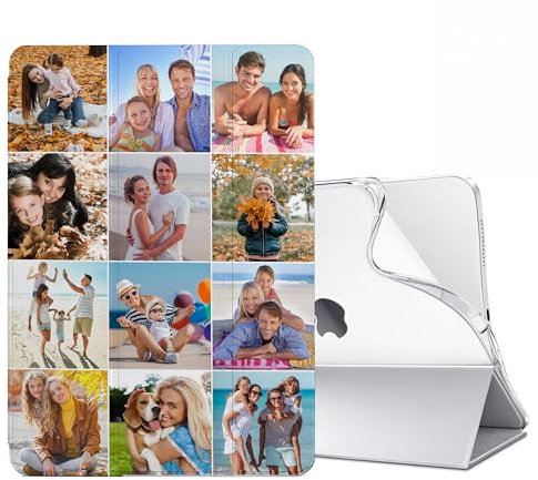 Personalised Case Compatible with All iPad models iPad 10th, 9th Gen,6th Gen, 5th Gen, Mini, Air – Collage Photo Black Silicon Shockproof Cover - Personalize with 12 Photos