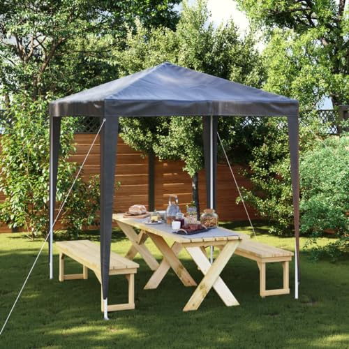 Qnhdfrt 6.6x6.6 Ft Anthracite Canopy Tent with PE Roof & Steel Frame | Features a UV-resistant, waterproof cover and rustproof frame, ideal for backyard BBQs, camping, and outdoor events.
